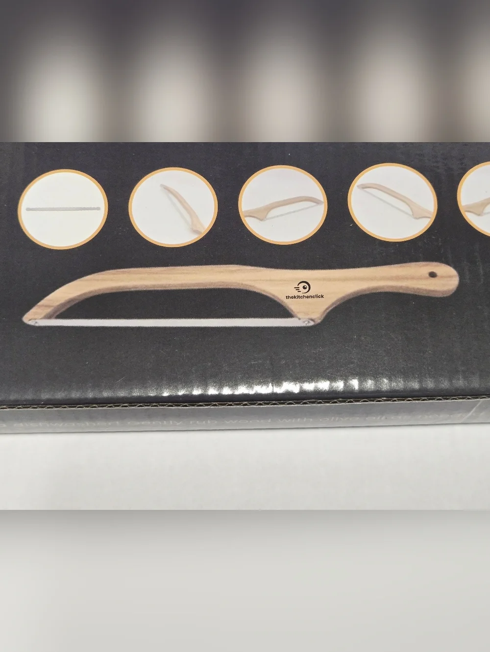 KitchenClick 16” Wooden Bow Bread Knife Beechwood Handle Stainless Steel Slicer